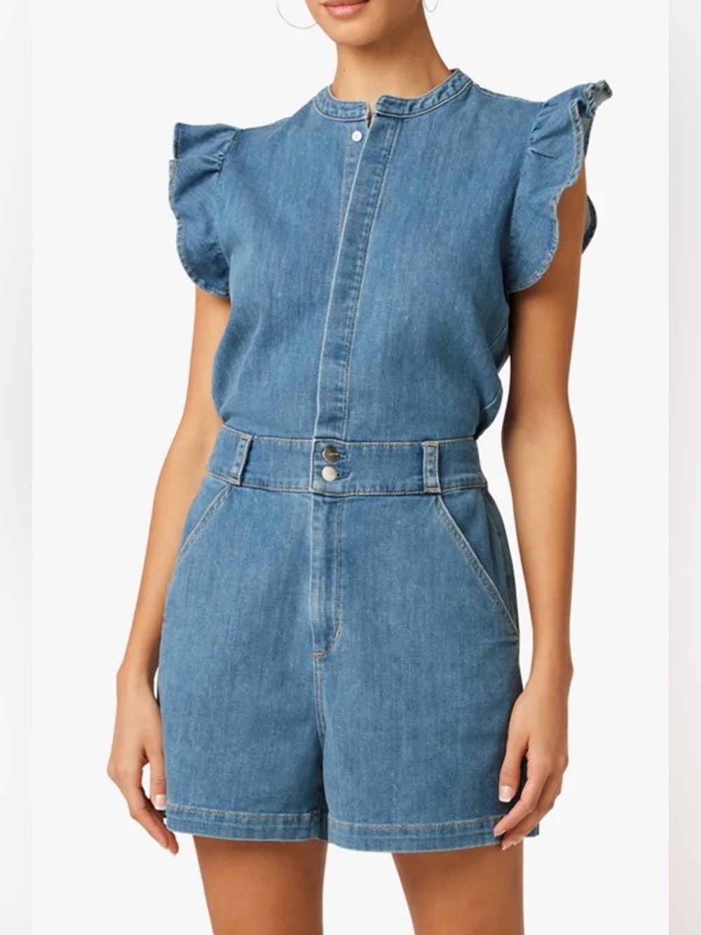 Joe's Jeans The Emilia Denim Romper Flutter Sleeve Utility Western XS